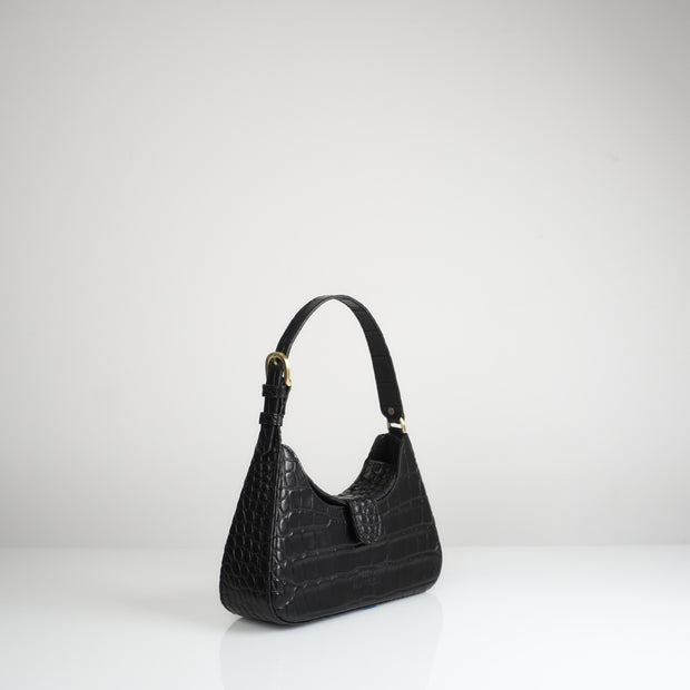 Hobo Bag Mini Black Croc Mat