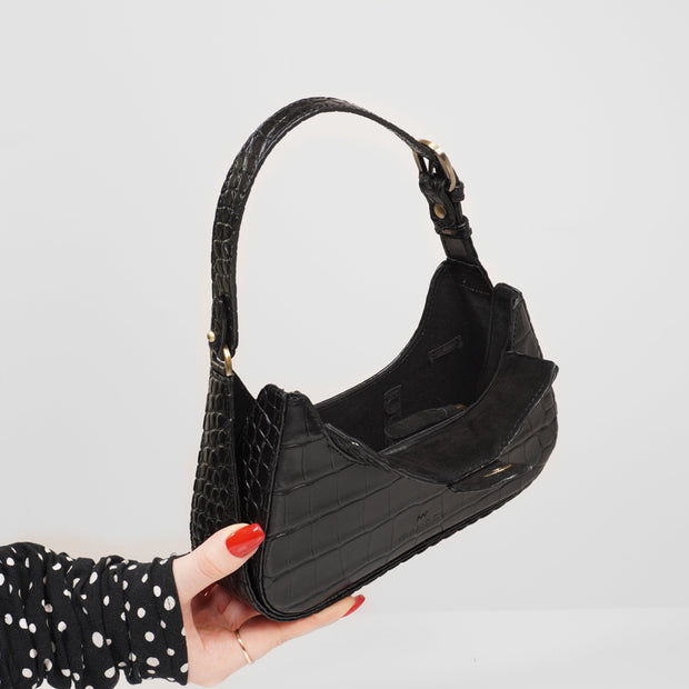 Hobo Bag Mini Black Croc Mat